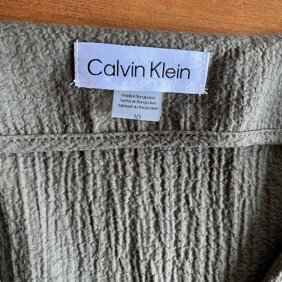 NWT: Calvin Klein Crinkle Belted Shirt Dress - Picture 7 of 10